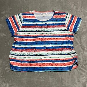 Country Store 2X Multicolor Striped T-Shirt Cotton‎ Plus Size Women